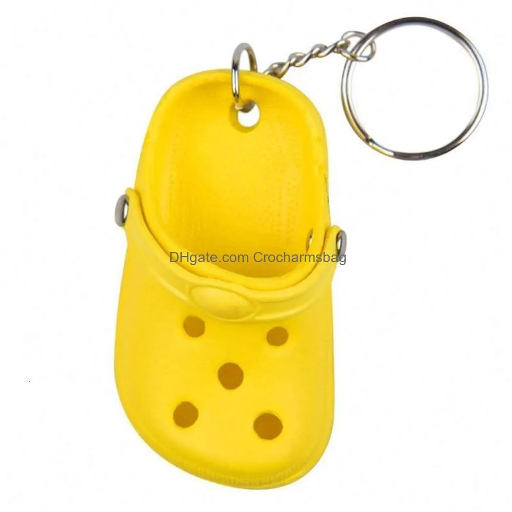Shoe Parts & Accessories Cute 3D Mini Clog Keychain Wholesale Summer Colorf Shoes Creative Beach Small Hole Drop Delivery Dhvzw