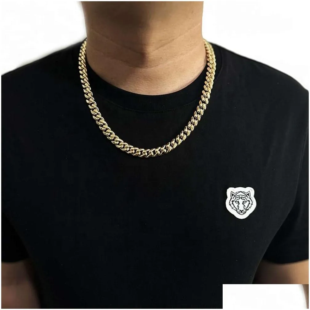 10mm 12mm Iced Out Vvs Moissanite S925 Sterling Silver  Cuban Link Chain 14k Plated Gold Men Hiphop Necklace