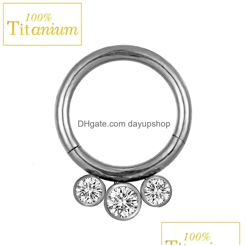 Nose Rings & Studs F136 Piercing Jewelry Set Septum Percing Zircon Hoop Earrings For Women Cartilage Helix Daith Tragus Clicker Drop Dhpfb