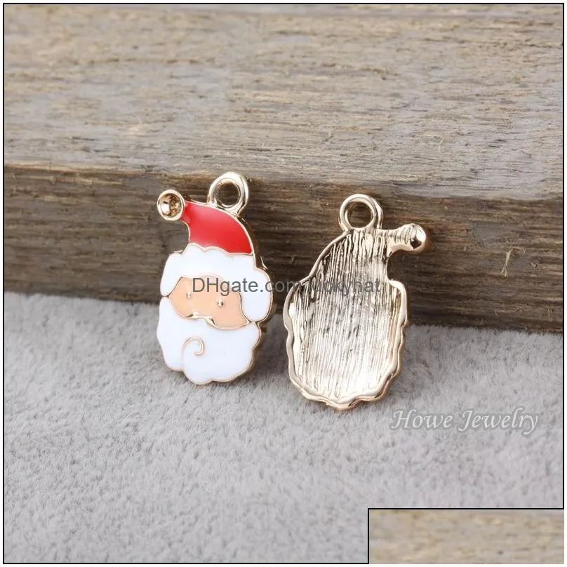 Charms 45Pcs Uv Gold Plated Christmas Santa Claus Enamel Alloy 3D Charm Fit For Necklaces Pendants Diy Jewelry Findings Drop Delivery Dhlk5