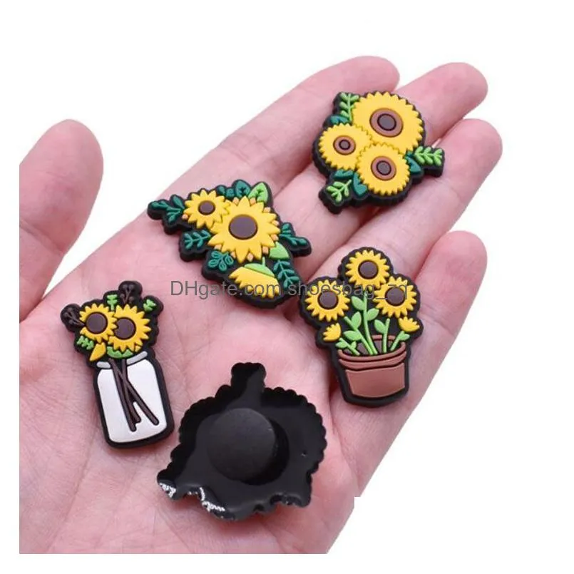 yellow flowers shoe part accessories charm croc decoration clog pin button buckle kid children gift