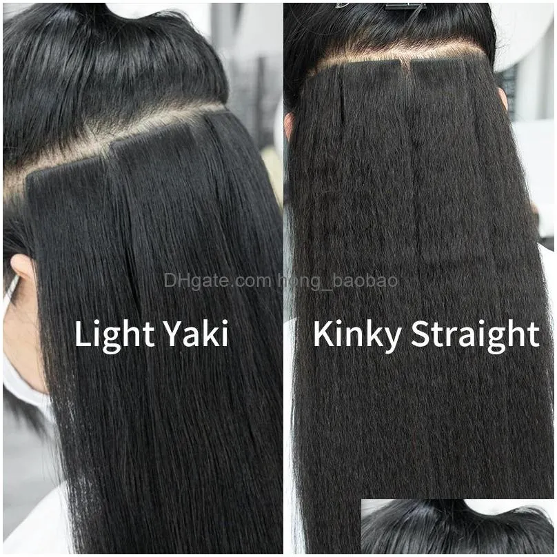 extensions invisible kinky straight/light yaki straight tape ins injected tape in human hair extensions remy black core glue seamless