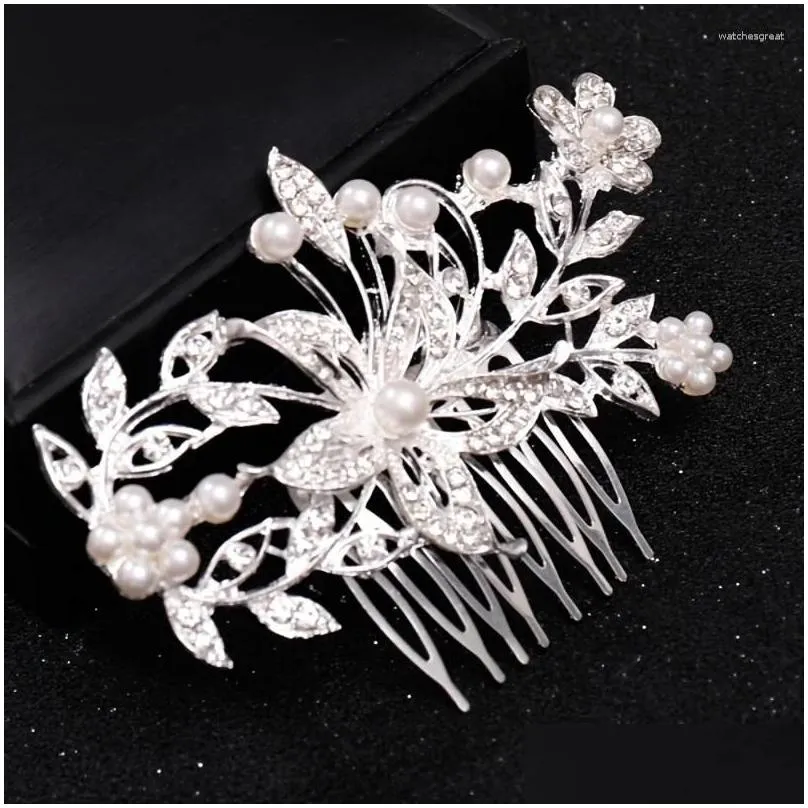 Hair Clips Crystal Pearl Bridal Hairpin Comb Clip For Women Bride Rhinestone Wedding Accessories Jewelry