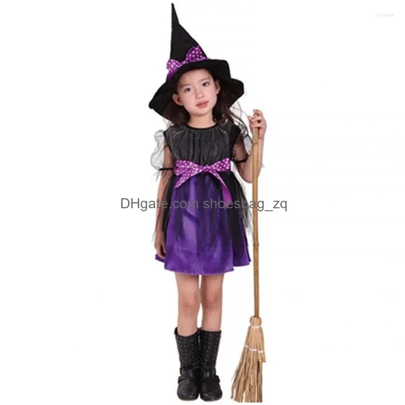 Girl Dresses Lightweight 1 Set Great Baby Witch Cosplay Costume Pography Prop Polyester Halloween Dress Washable For Women