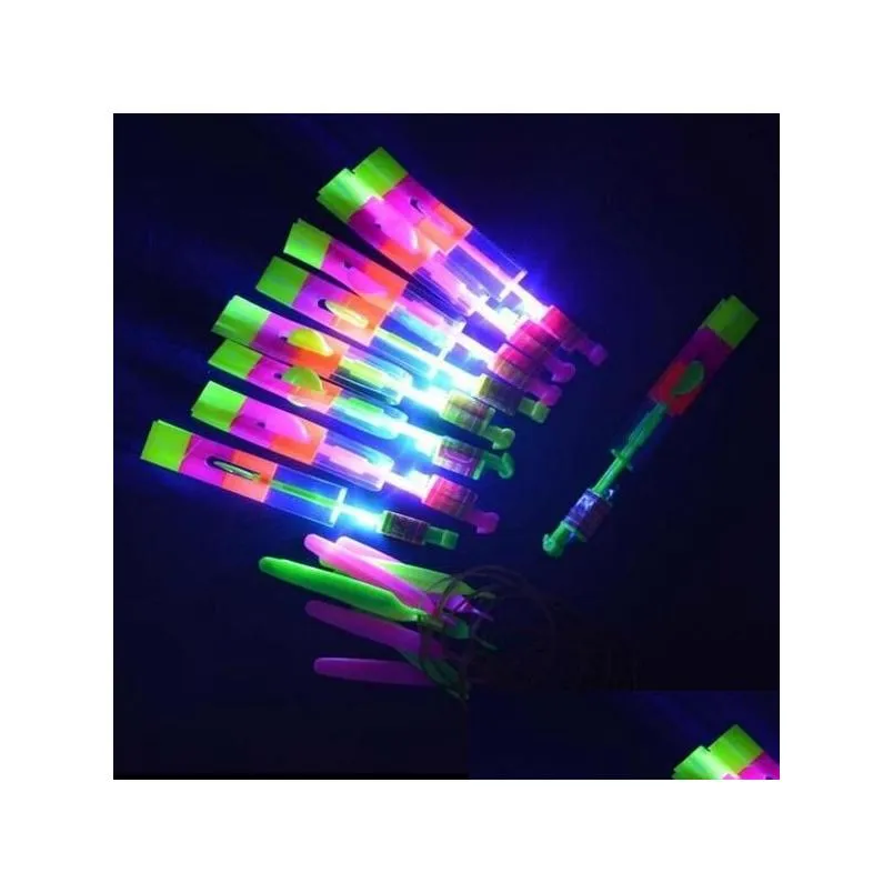 Outdoor Games & Activities Led Flier Flyer Flying Rocket Amazing Arrow Helicopter Umbrella Kids Toys Magic S Light-Up Parachute Drop D Dhqii