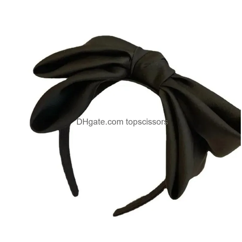 Hair Tools New Simple Headband Small Design Large Bow Solid Color Band Womens Advanced Clip Drop Delivery Products Accessories Dhqwx