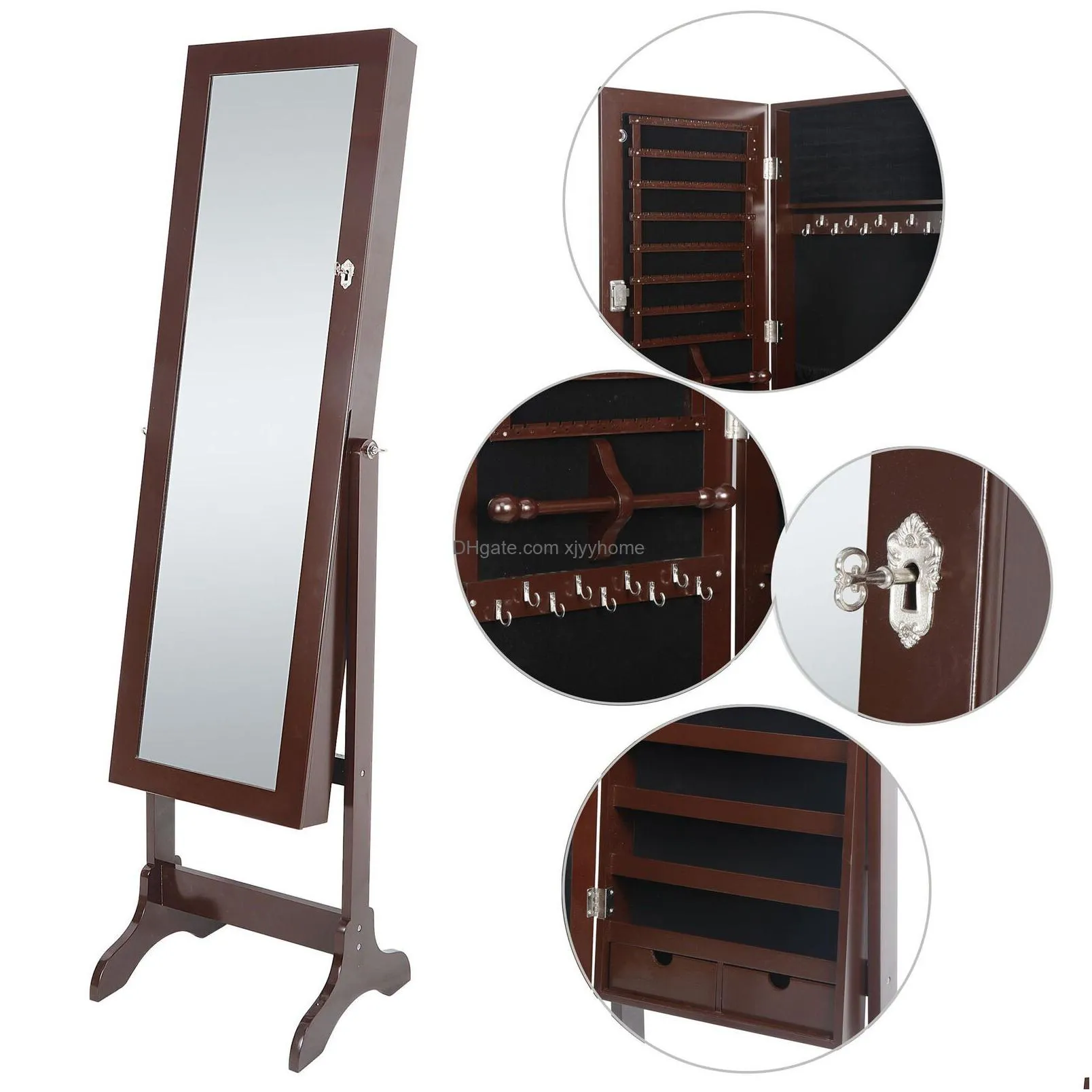 Bedroom Furniture Standing Fl Length Mirror Jewelry Cabinet Armoire Storage Organizer Brown Lb549221962 Drop Delivery Home Garden Dhipe