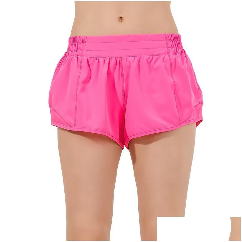 lu-16 Summer Track That 2.5-inch Hotty Hot Shorts Loose Breathable Quick Drying Sports Women`s Yoga Pants Skirt Versatile Casual Side Pocket Gym