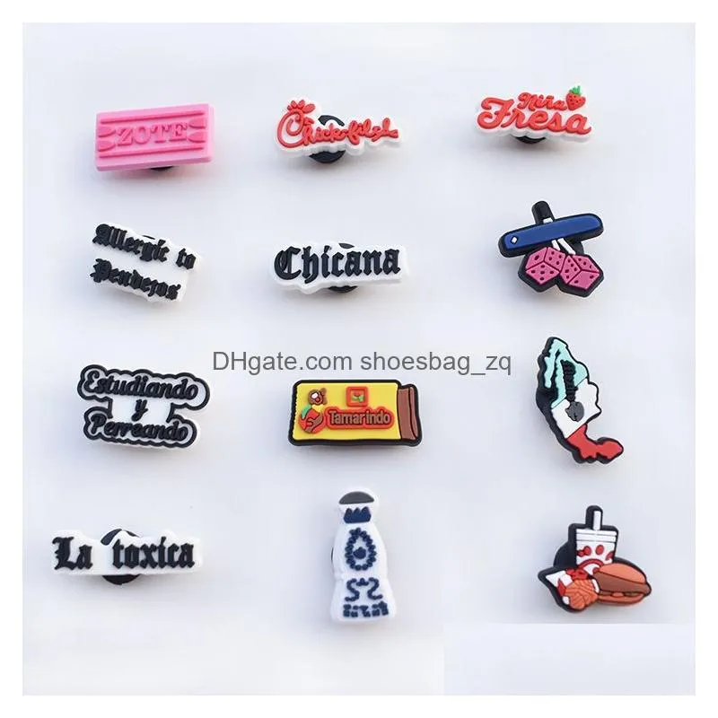 Pvc Mexican Food Flags Shoe Charm Decorations Accessories Jibitz for Croc Charms Clog Buttons Decor