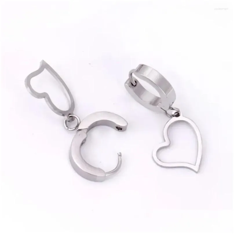 Hoop Earrings LUXUSTEEL Statement Gold Color Silver Tone Aretes Heart Shape Lover`s Earring Fashion Jewelry Friend