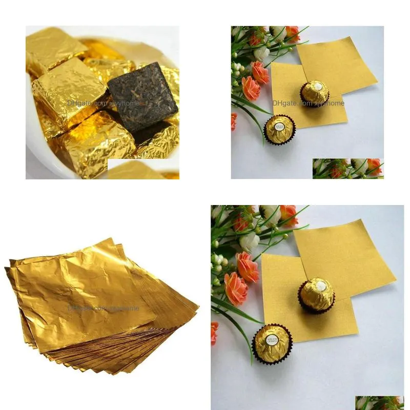 Gift Wrap 100Pcs Square Sweets Candy Chocolate Lolly Paper Aluminum Foil Wrappers Gold2304889 Drop Delivery Dhb76