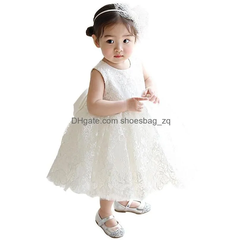 Girl`s Dresses Infant Baby Girl Dress Beading Sequin Lace Tulle Baptism For Girls 1st Year Birthday Party Wedding Christening Gown