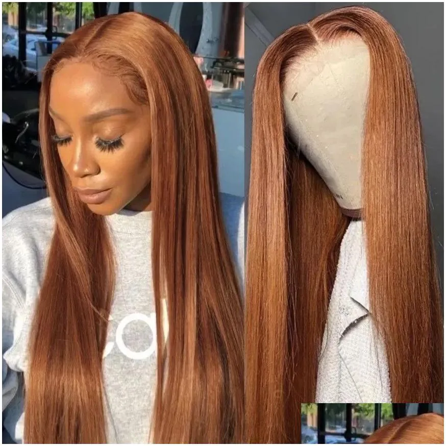 30 Inch Highlight Wig Human Hair Hd Lace Frontal Wig Glueless Preplucked Blonde Wig Colored Bone Straight Lace Front Wigs Synthetic