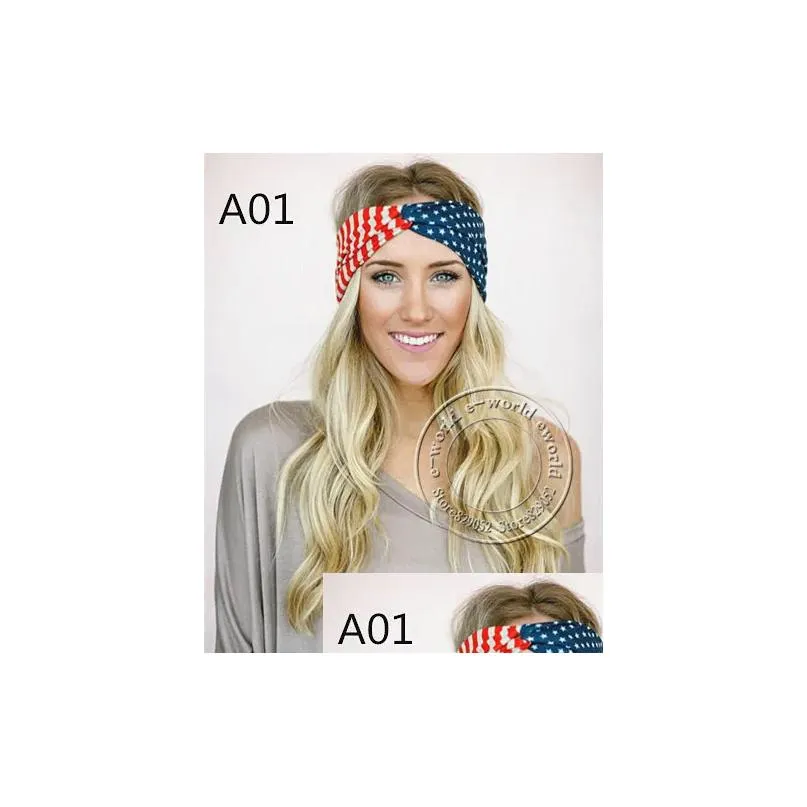 WholeNew American Flag Headband 4th of July USA Turban Stretch Headbands Bandana Turbante Hair Accessories A03943900613