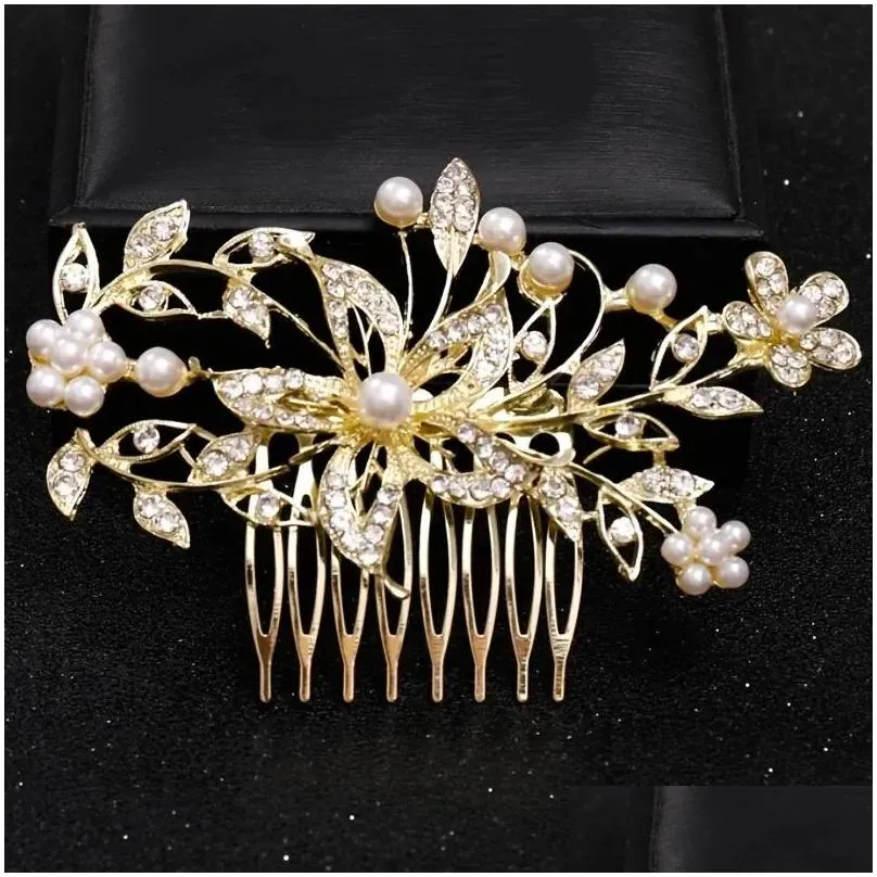 Hair Clips Crystal Pearl Bridal Hairpin Comb Clip For Women Bride Rhinestone Wedding Accessories Jewelry