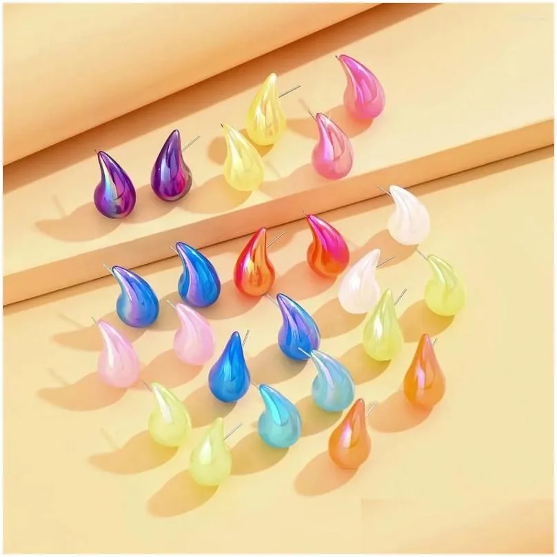 Dangle Earrings Korean Iridescent Dazzling Colors Water Tear Drop For Women Girl Fashion Y2K Teardrop Resin Hoops Earring Jewelry