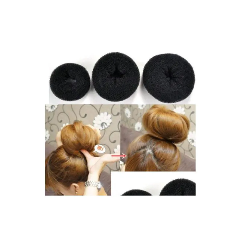 Hair Bun Ring Donut Shaper Hair Styler Hair Styling Tool Donut Magic Sponge Bun Ring Maker Former er Black8536512
