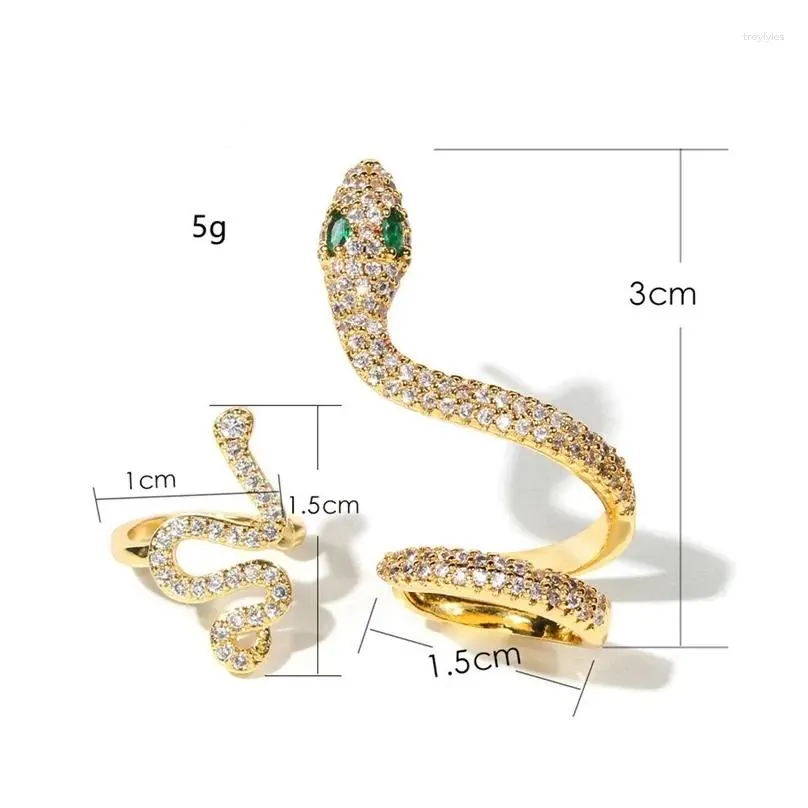 Stud Earrings Stainless Steel Silver Gold Color Snake Shaped Multilayer Winding Green Stone Ear Cuff For Women Girls Punk Gothic