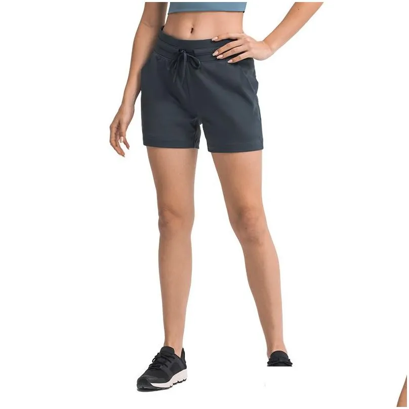 L-07 Yoga Shorts Womens Sports Short Pants Ladies Casual Outfits Sportswear Lady Girls Running Fitness Wear Cinchable Drawcord