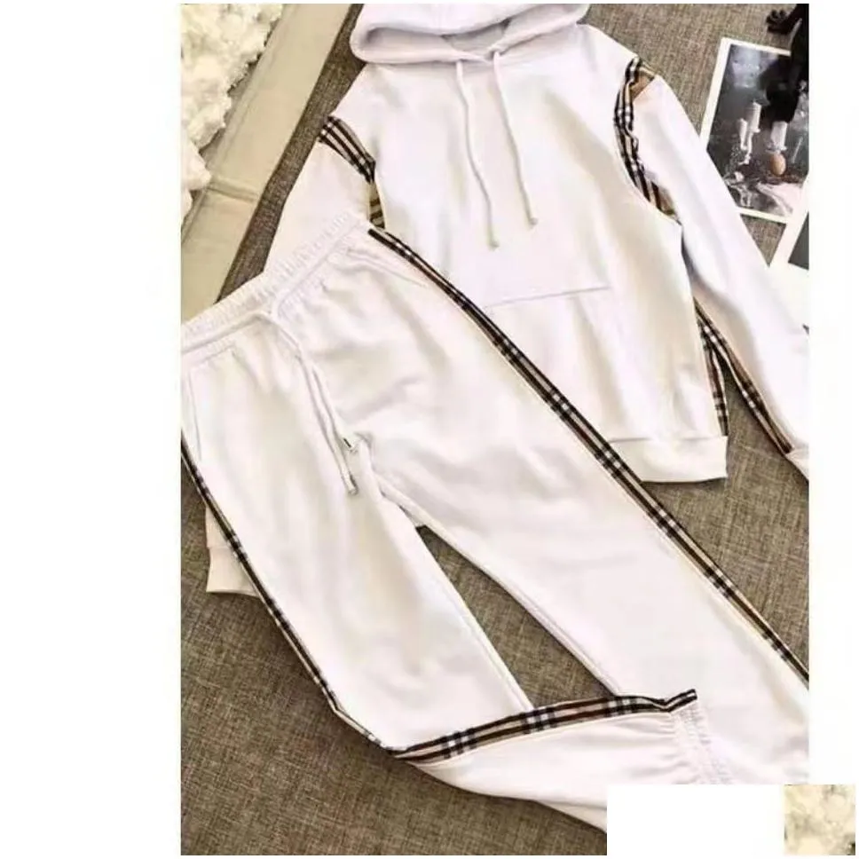 Men`s Hoodies & Sweatshirts Designer hoodie Luxury designer high quality plaid pullo set loose casual Sports suit Women`s di_girl W7MS