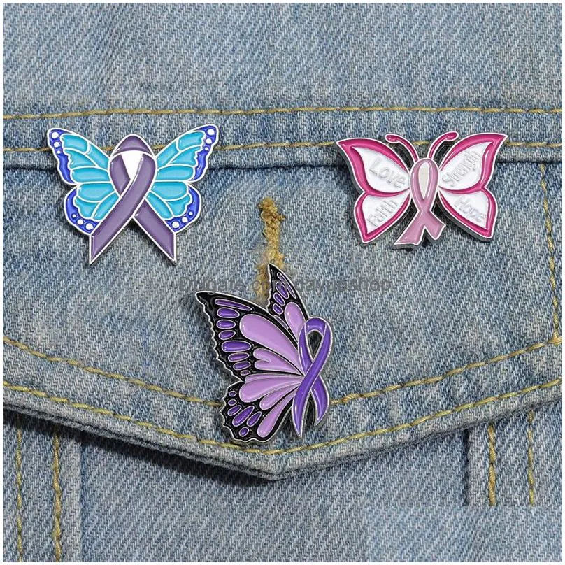 Pins, Brooches Butterfly Funny Enamel Brooch Pins Set Aesthetic Cute Lapel Badges Cool For Backpacks Hat Bag Collar Diy Fashion Jewel Dhi5T