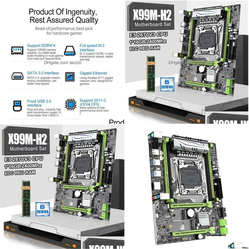 motherboards x99m-h2 desktop motherboard lga2011-3 with e52670v3 processor and 1pcs ddr4 16g ecc memory support pcie m.2 wifi sata