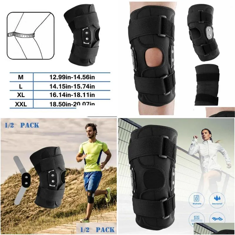 Elbow & Knee Pads 1 Pcs Adjustable Hinged Brace Patella Support Sleeve Wrap Cap Stabilizer Sports Running Gym Protector1 Drop Delivery Dhc9J