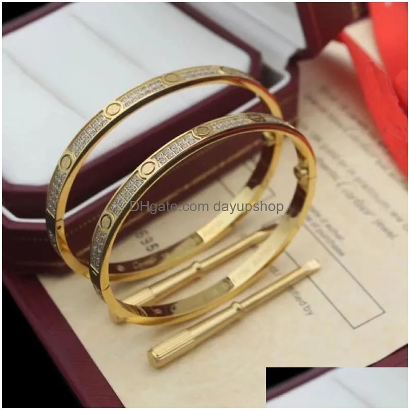 Cuff Classic Bracelet Bracelets Designer For Women Cuffs Gold Jewelry Womens Luxury Crewdriver Rose Diamond Screw Love Drop Delivery Dhq03