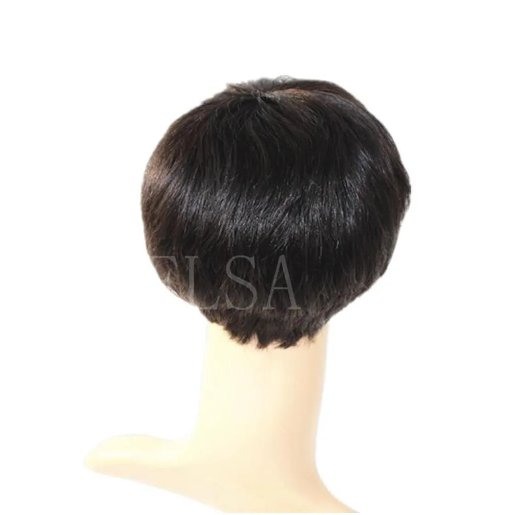 Pixie cut wig virgin Indian machine made wig human hair short bob none lace front wigs for african american women8141881