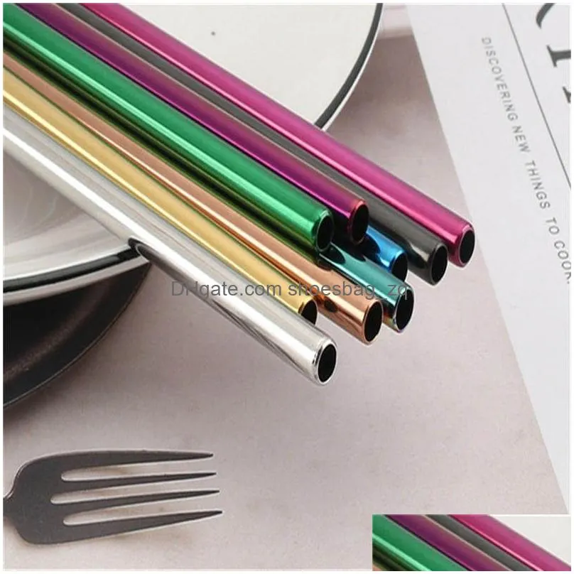 10kinds of Eco Friendly Metal Straw Reusable Wholesale Stainless Steel Drinking Tubes 230mm*12mm Straight Bent Straws For beer DHL