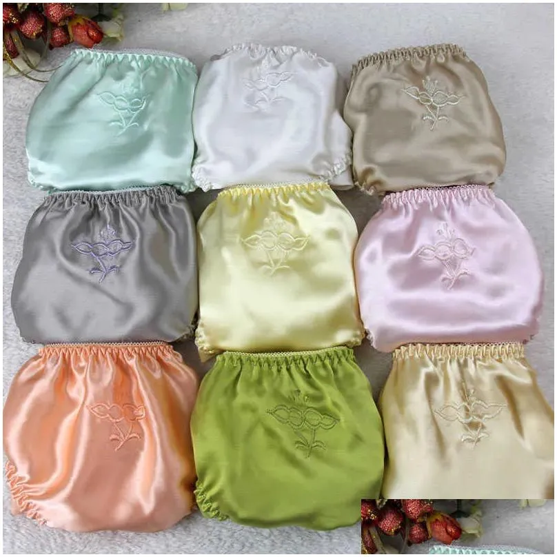 Women`S Panties Women Silk Satin Female Floral Embroidery Underwear 3Psc Pack Ladies Knickers Briefs 2107307547925 Drop Delivery Appa Dhnwc