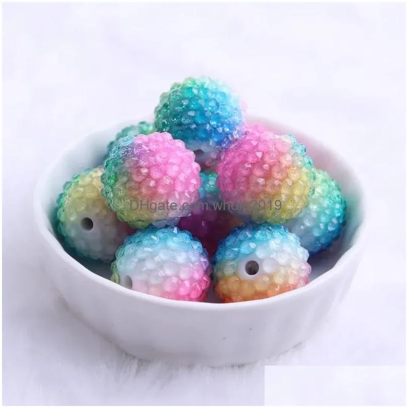 Crystal Beads Kwoi Vita 20Mm 100Pcs Chunky Colorf Rainbow Resin Rhinestone Ball For Kids Jewelry Drop Delivery Loose Dhotz