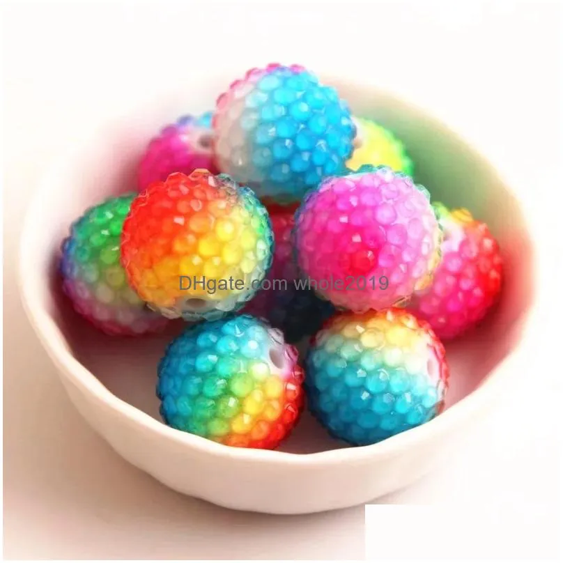 Crystal Beads Kwoi Vita 20Mm 100Pcs Chunky Colorf Rainbow Resin Rhinestone Ball For Kids Jewelry Drop Delivery Loose Dhotz