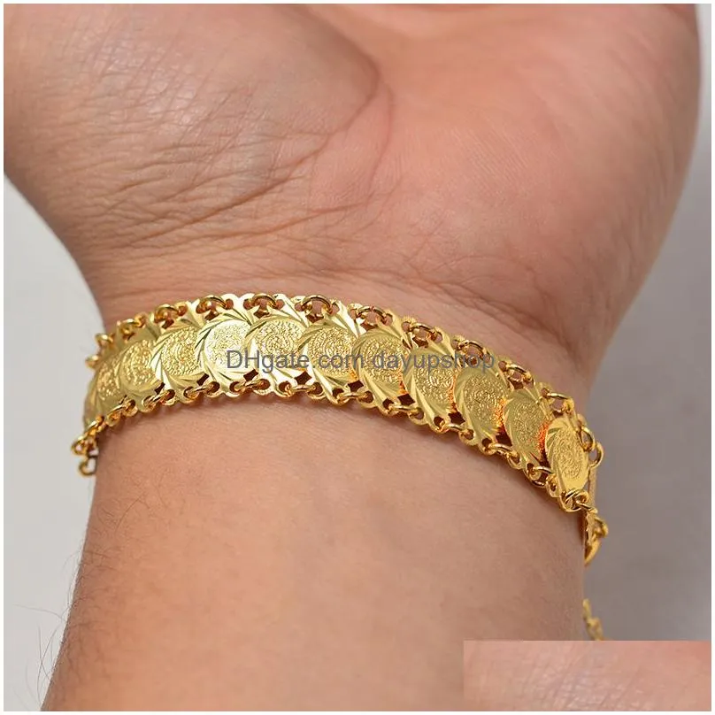 Chain Gold Color Coins Bangles Bracelets For Women Men Money Coin Bracelet Islamic Muslim Arab Middle Eastern Jewelry African Drop De Dhqgk