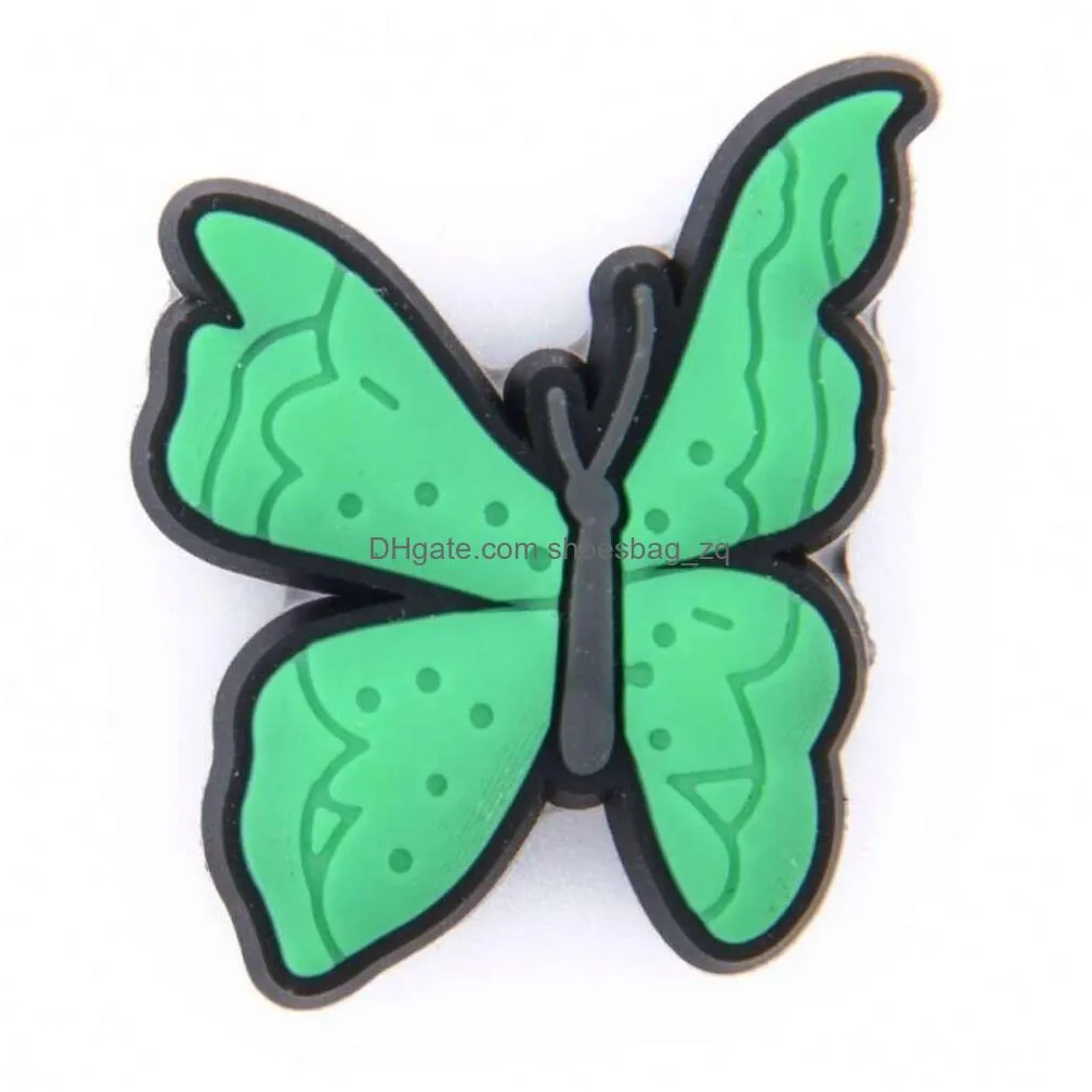 Wholesale custom butterfly design kids pvc clog shoe decoration charms