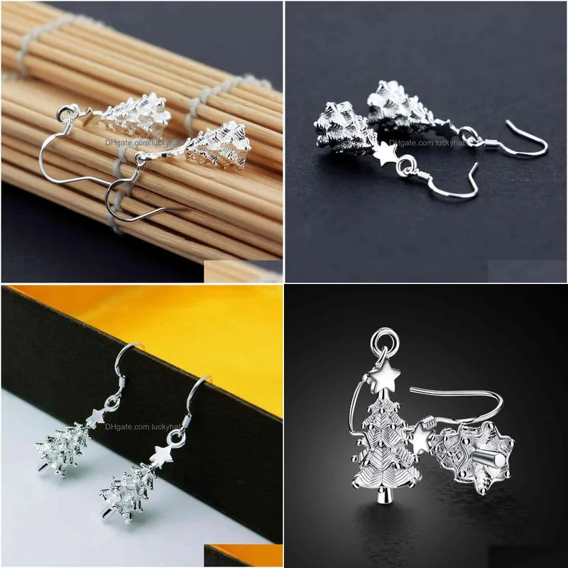 Charms Fashion Personality 100% 925 Sterling Sier Christmas Tree Drop Women Charm Thread Earrings Jewelry Gift Delivery Findings Compo Dh29O