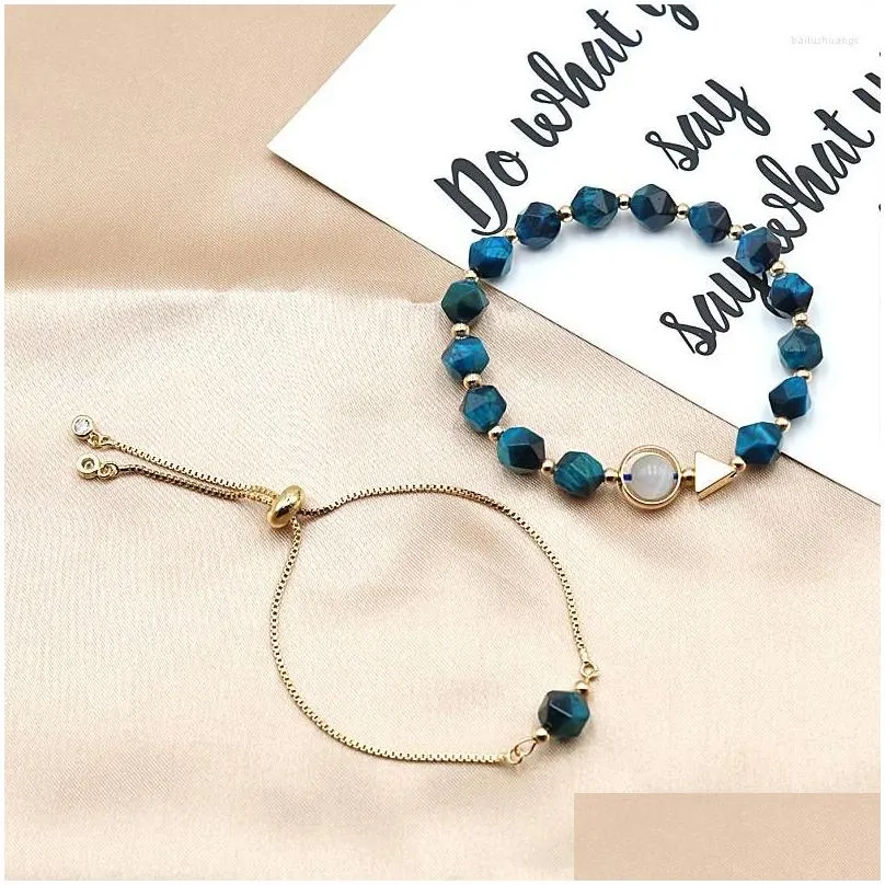 Charm Bracelets 2 Pcs/set Handmade Natural Stone Tiger Eye Beads Bracelet For Women Boho Yoga Jewelry Birthday Party Gift