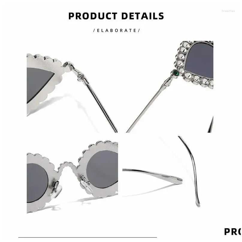 Sunglasses Y2K Diamond For Women Bling Peacock Eyewear Designer Ladies Gafas De Sol Drop Delivery Dht8E