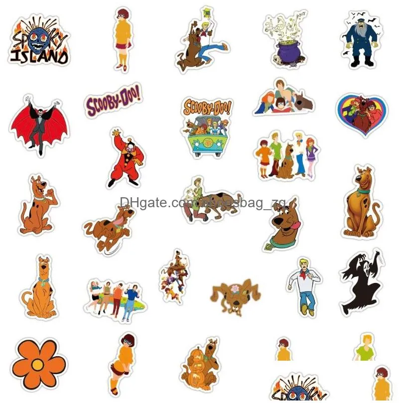 50Pcs/Lot New Scooby-Doo Stickers Gifts Scoob Party Supplies Toys Merch Vinyl Sticker for Kids Teens Luggage Skateboard Graffiti, Cool Animals Monsters