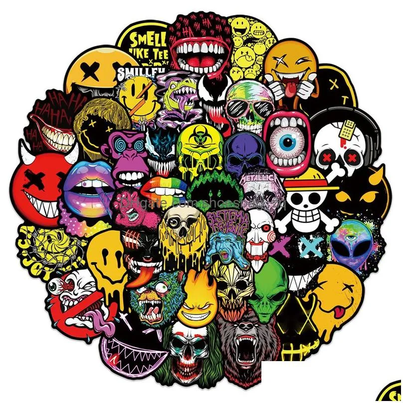 50Pcs Spooky Halloween sticker Horror face Graffiti Stickers for DIY Luggage Laptop Skateboard Motorcycle Bicycle Stickers