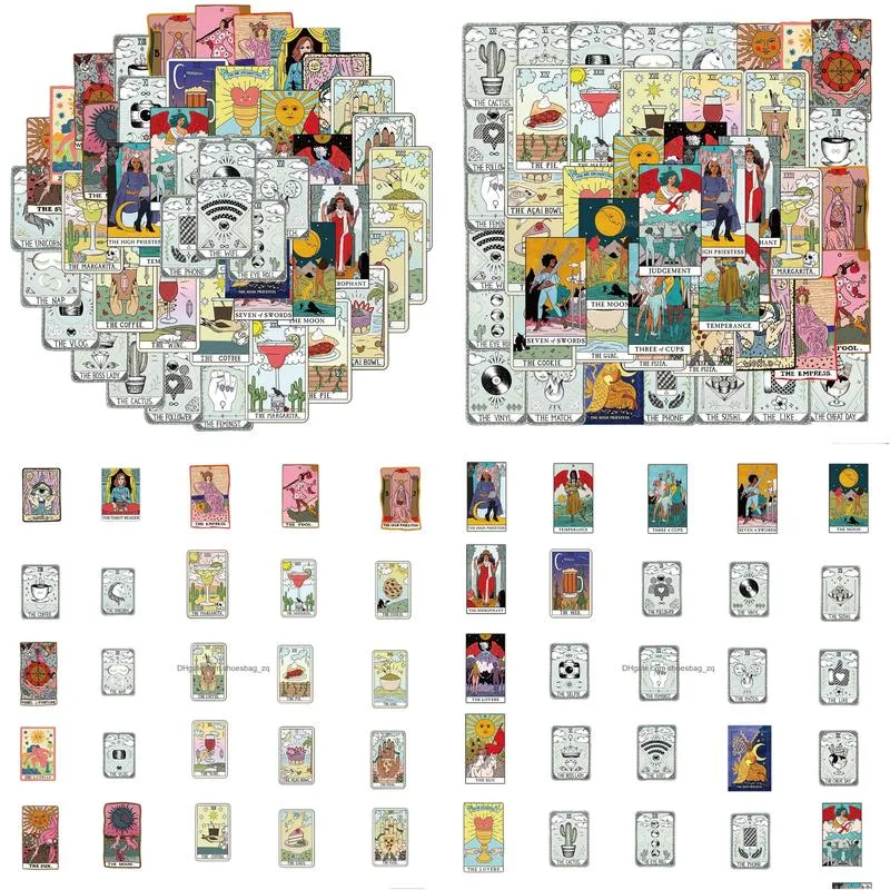 50Pcs Tarot-Card Stickers Non-random For Car Bike Luggage Sticker Laptop Skateboard Motor Water Bottle Snowboard wall Decals Kids