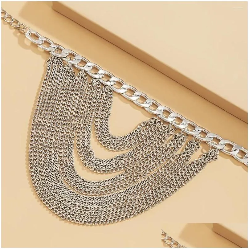 Anklets 1 PC Multilayer Link Chain Metal Tassel For Women Bracelet On The Leg Decoration Sandals Beach High Heels Accessories