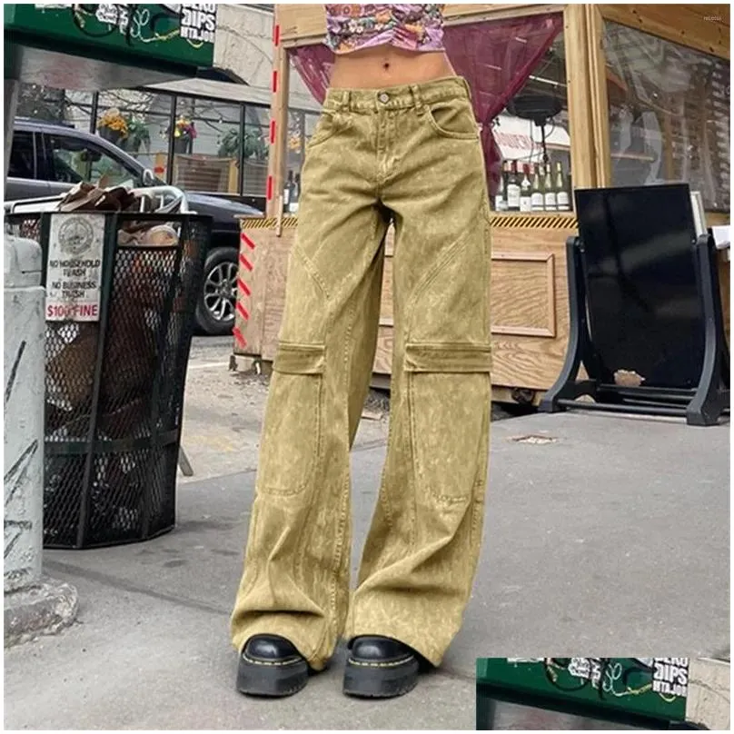 Women`s Jeans 2023 Cargo Pants Woman Relaxed Fit Baggy Clothes Black High Waist Previously Viewed Size Denim Women