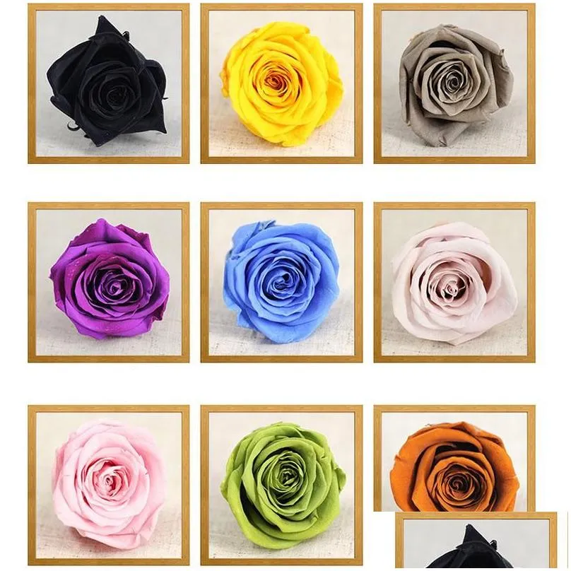 decorative flowers wreaths 12 pcs/lot high-end preserved immortal rose flower 3-4cm diameter mothers day gift eternal life material