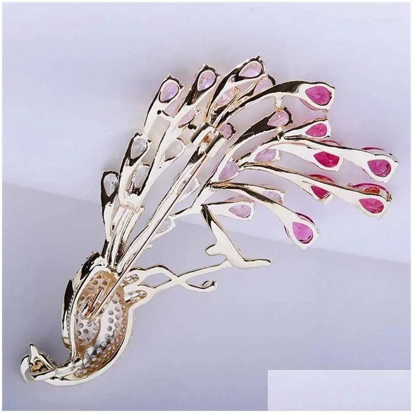 Brooches Colorful Crystal Phoenix Peacock For Women Luxury Zircon Brooch Pin Decoration Costume Suit Scarf Animal Jewelry