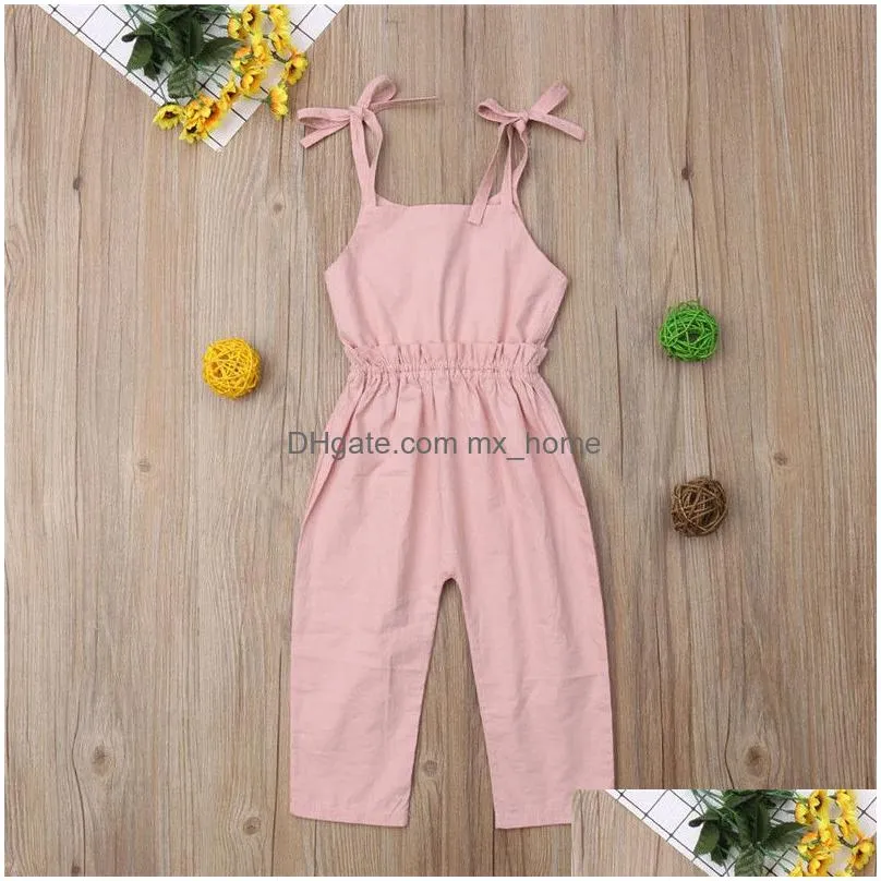 1-5t summer toddler kids baby girl romper sleeveless solid strap jumpsuit elegant cute princess clothing boho beach outfits