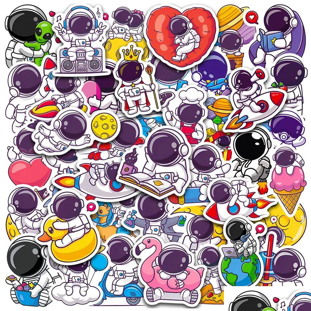 50pcs Cute Astronaut Space Cartoon Graffiti Stickers Decal Laptop Scrapbook Phone Luggage Guitar Fridge Stationery Sticker