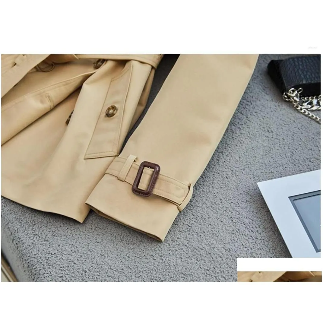 Women`S Trench Coats Womens Spring And Autumn 2023 Classic British Double Breasted Medium Length Waterproof Coat Drop Delivery Apparel Dh6F3