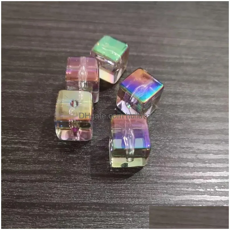 beads wholesale 16mmx16mmx16mm 100pcs/bag plated uv ab transparent cube beads for fashion diy/hand made design