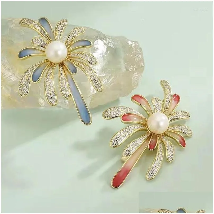 Brooches 1Pcs Fashion Painted Fireworks Pearl For Women Clothing Coat Jewelry Party Accessories Gifts